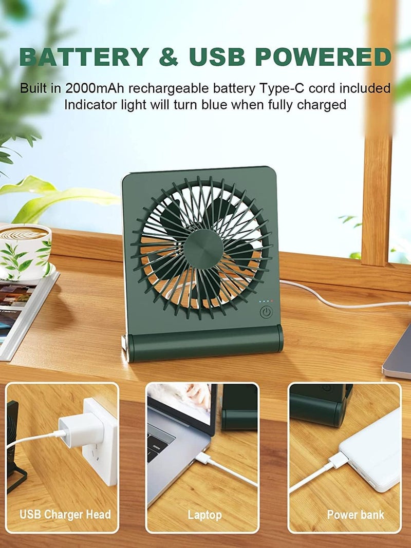 Tevelecin Small Desk Fan,Rechargeable USB Fan Battery Operated,Ultra Quiet, Strong Wind, 3 Speeds Travel Fans - Image 5